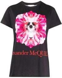 McQueen - T-Shirt With Round Neck And Short Sleeves - Lyst