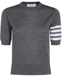 Thom Browne - 4 Bar Sheer Sleeved Fine-Knitted T-Shirt - Lyst