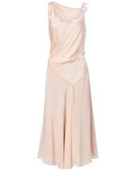 Victoria Beckham - Lace-Trimmed Crêpe Satin Midi Dress - Lyst