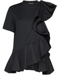 McQueen - Asymmetric Ruffled Crewneck Top - Lyst