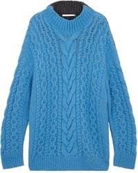 Stella McCartney - Two-Tone Cable Knitted Oversized Jumper - Lyst