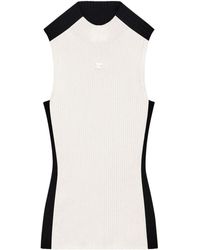 Courreges - Courrèges Contrast Frame Ribbed Sleeveless Tank Top - Lyst