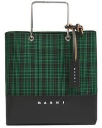 Marni - Checked Twill Shopper Bag - Lyst