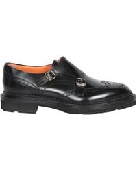Santoni - Round Toe Buckled Loafers - Lyst
