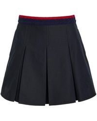 Moncler - Pleated Stretch-Cotton Mini Skirt - Lyst