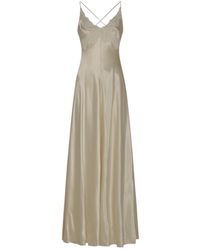 Alberta Ferretti - V-Neck Lace-Trim Dress - Lyst