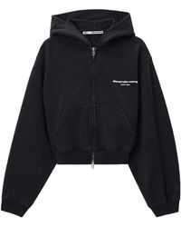 Alexander Wang - Logo Print Zip-Up Hoodie - Lyst