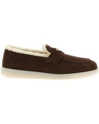 Prada - Triangle-Logo Slip-On Loafers - Lyst