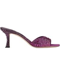 Jimmy Choo - Winter Bloom And Orchid Satin Mules With Degrade Crystal - Lyst