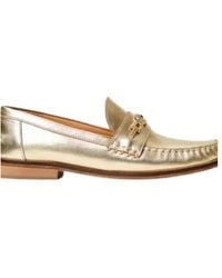Twinset - Metallic-Leather Loafers - Lyst
