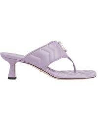 Gucci - Double G Marmont Leather Sandals Purple - Lyst