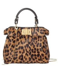 Fendi - Nano Peekaboo Leaopard Printed Tote Bag - Lyst