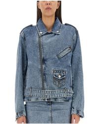 Moschino - Lapel Long-Sleeved Denim Jacket - Lyst
