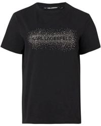 KARL LAGERFELD - Rhinestone-Embellishment Crew-Neck T-Shirt - Lyst