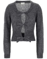 Ganni - Tie-Fastening Knit Cardigan - Lyst