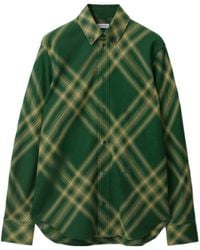 Burberry - Check-Pattern Wool Shirt - Lyst