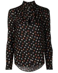 Saint Laurent - Floral-Print Long-Sleeve Blouse - Lyst