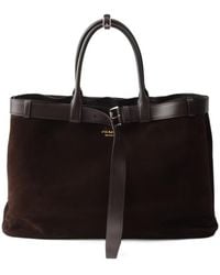 Prada - Buckle Suede Bag With Belt - Lyst