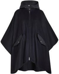 Moncler - Hooded Shell And Wool-Blend Cape Coat - Lyst