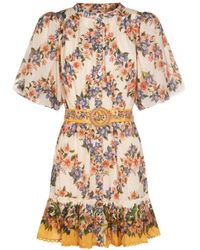 FARM Rio - Hilo Stripes Sand Floral Mini Dress - Lyst