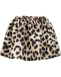 Givenchy - Leopard Print Jacquard Mini Skirt With Pleats And Elastic Waist Bow - Lyst