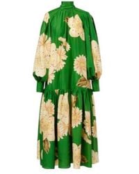 ALÉMAIS - Sage Floral Silk Midi Dress - Lyst