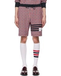 Thom Browne - Check Jacquard-Bar Sweatshorts - Lyst