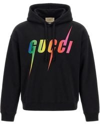 Gucci Wolf Logo Hoodie in Black for Men | Lyst