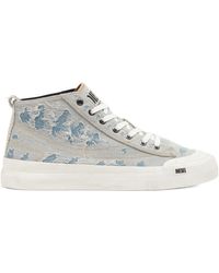 DIESEL S-Athos Dv Mid Leather Sneakers in Black for Men | Lyst