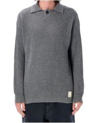 Emporio Armani - Fisherman's-Knit Long Sleeved Polo Shirt - Lyst