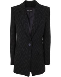 Giorgio Armani - Single-Breasted Chevron-Print Jacket - Lyst