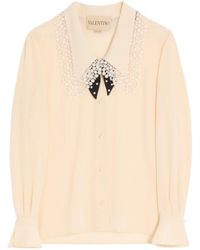 Valentino - Lace Detailed V-Neck Shirt - Lyst