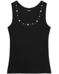 Versace - Ribbed Studded Decorative Button Top - Lyst
