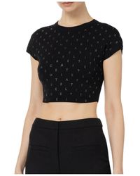 Elisabetta Franchi - Logo Lettering Embellished Cropped Top - Lyst