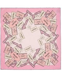 Prada - Logo-Print Silk Scarf - Lyst