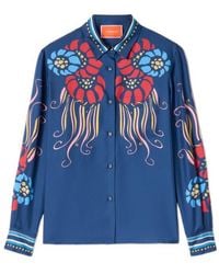 La DoubleJ - Lemuria Placée Floral-Print Button-Down Silk Shirt - Lyst