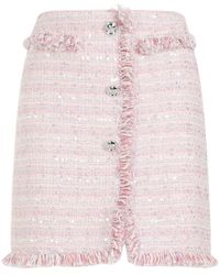 Giambattista Valli - Frayed High-Waist Tweed Miniskirt - Lyst