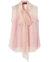 Gucci - Printed Neck-Bow Sleeveless Top - Lyst