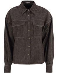 Brunello Cucinelli - Long-Sleeved Denim Shirt - Lyst