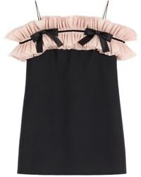 Valentino - Crepe Couture Bow Detailed Ruffled Mini Dress - Lyst