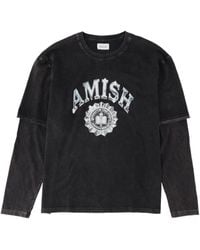 AMISH - Layered Logo Long Sleeve T-Shirt - Lyst