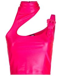 Versace Jeans Couture - Couture Baroque Buckle Embellished Cropped Top - Lyst