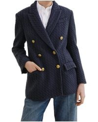 Brunello Cucinelli - Double-Breasted Knitted Blazer - Lyst