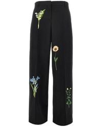 Stella McCartney - Floral-Embroidered Straight-Leg Trousers - Lyst