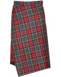 Vivienne Westwood - Checked Asymmetric Midi Skirt - Lyst