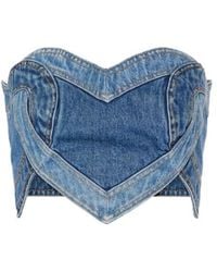 Area - Strapless Denim Top - Lyst