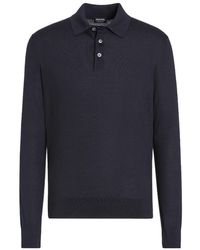 ZEGNA - Cashseta Logo Knitted Polo Shirt - Lyst