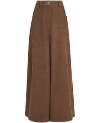 Brunello Cucinelli - Stretch Cotton And Cashmere Corduroy Five-Pocket Maxi Trousers With Monili - Lyst