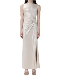 Ralph Lauren - Lauren Metallic Effect Draped Embellished Dress - Lyst