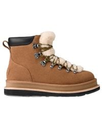 UGG - X Sacai Fur-Trim Lace-Up Ankle Boots - Lyst